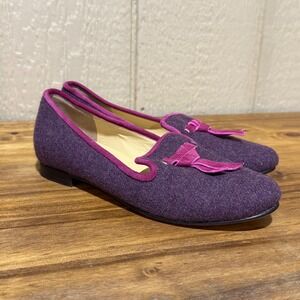 Cole Haan Sabrina Tassle Women's Purple Loafers with Pink‎ Trim Size 5